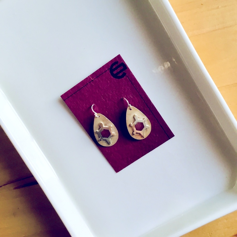Burnished silver turtle earrings